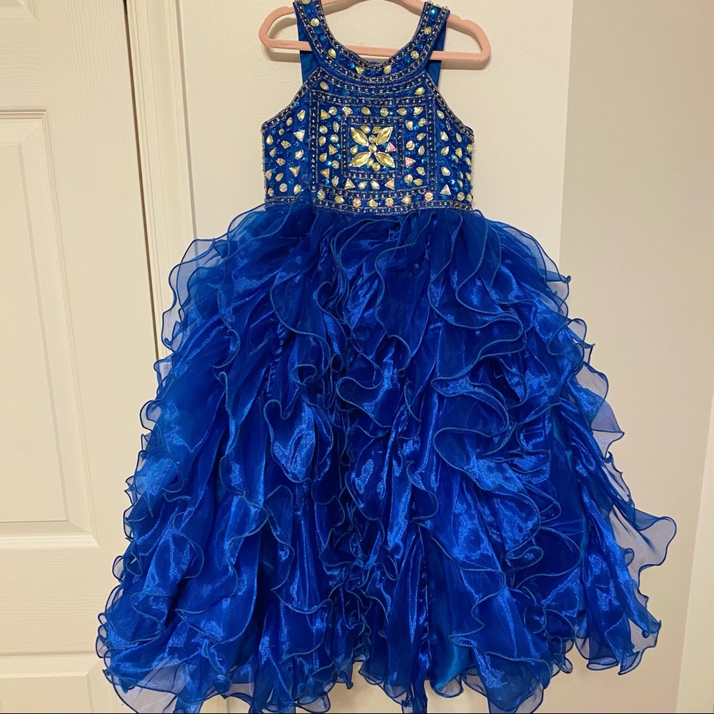 Royal Blue Bling Long Pageant Dress- Gown